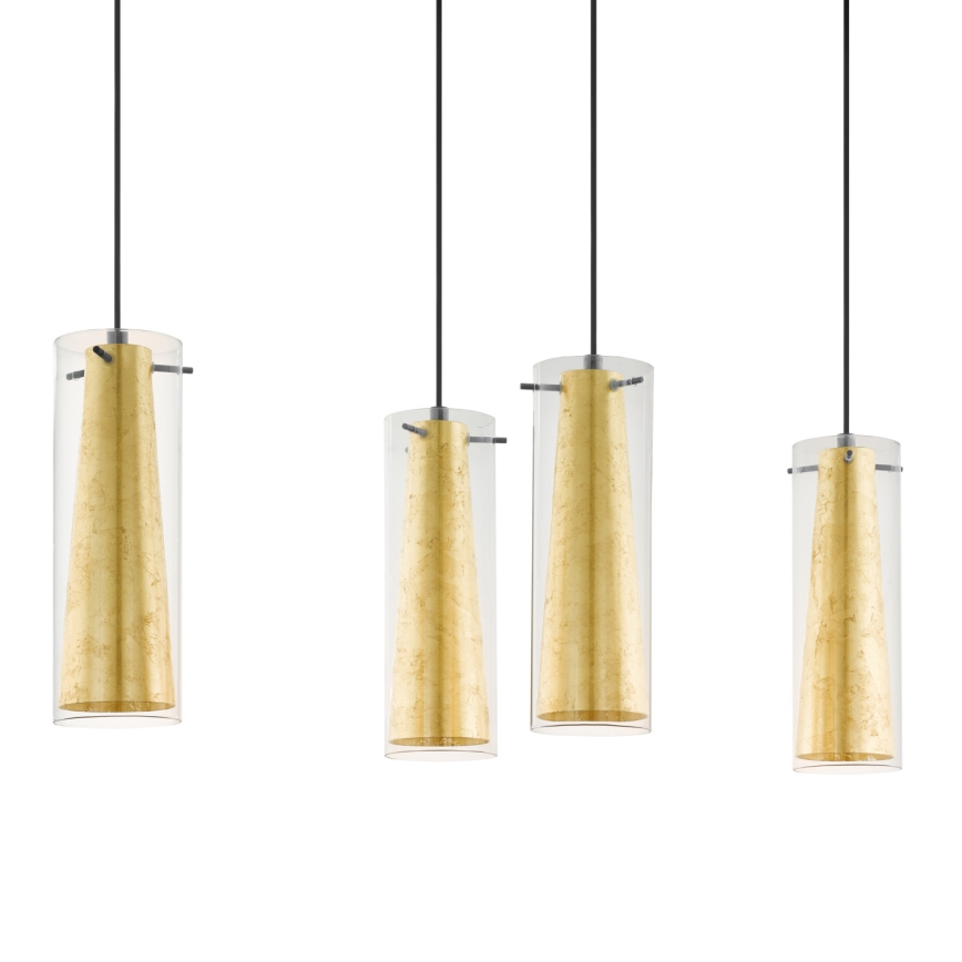 Eglo 79344 - Ljuskrona med textilsladd PINTO GOLD 4xE27/40W/230V guld