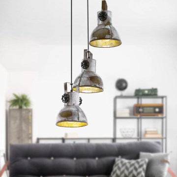 Eglo 79371 - Takpendel på vajer BARNSTAPLE 3xE27/40W/230V brun/patina