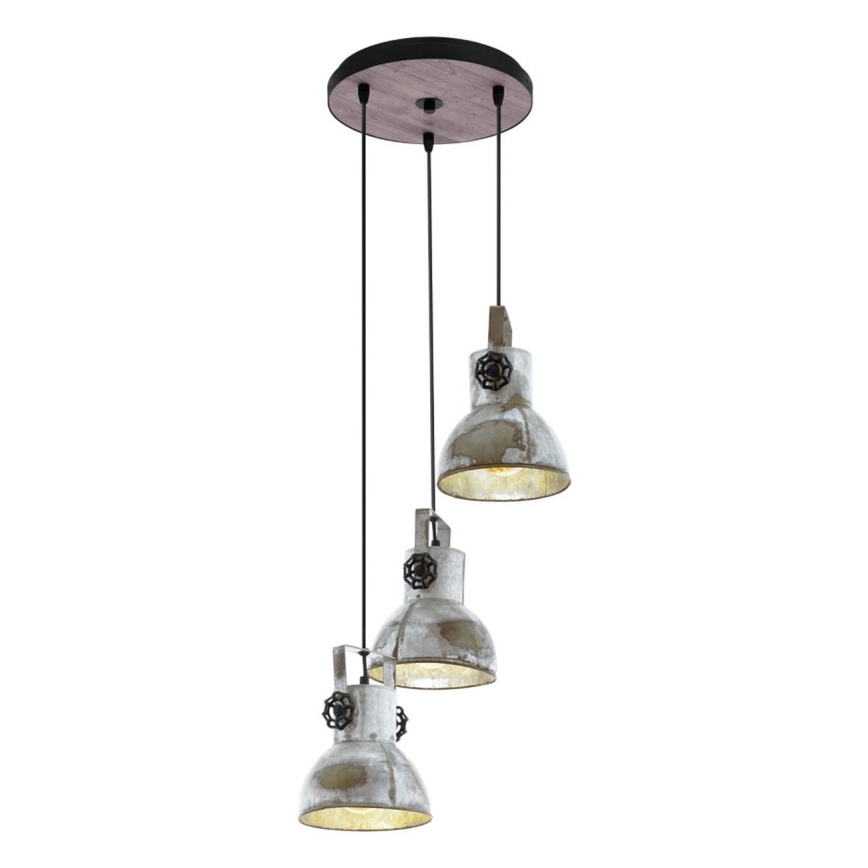 Eglo 79371 - Takpendel på vajer BARNSTAPLE 3xE27/40W/230V brun/patina