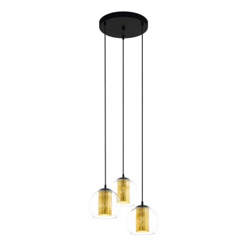 Eglo 79458 - BOLSANO pendellampa på kabel 3xE27/28W/230V guld/svart