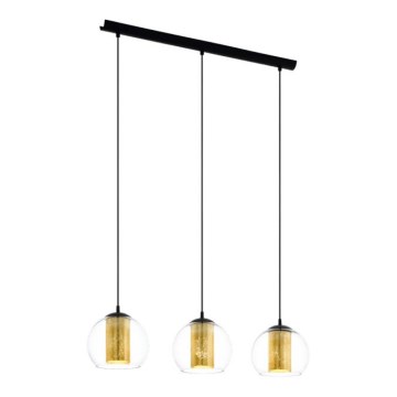 Eglo 79461 - Pendellampa med kabel BOLSANO 3xE27/28W/230V guld/svart
