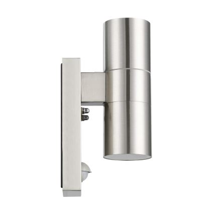 Eglo 79594- LED Utomhus vägglampa med sensor ARAPONGAS 2xGU10/2,8W/230V IP44 matt krom