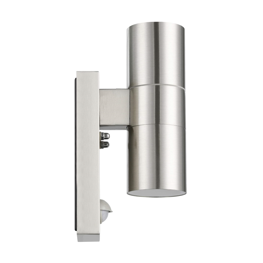 Eglo 79594- LED Utomhus vägglampa med sensor ARAPONGAS 2xGU10/2,8W/230V IP44 matt krom