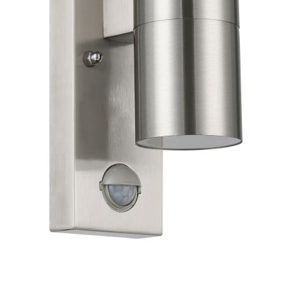 Eglo 79594- LED Utomhus vägglampa med sensor ARAPONGAS 2xGU10/2,8W/230V IP44 matt krom