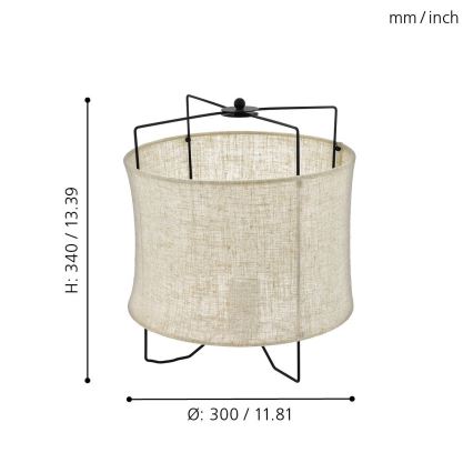 Eglo 79645 - Bordslampa BRIDEKIRK 1xE27/40W/230V beige