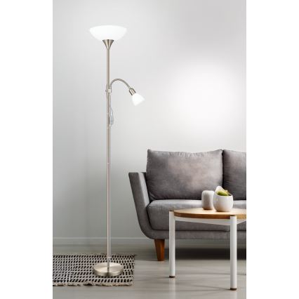 EGLO - Golvlampa 1xE27/60W + 1xE14/25W matt krom