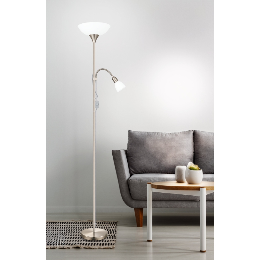 EGLO - Golvlampa 1xE27/60W + 1xE14/25W matt krom