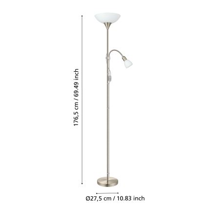 EGLO - Golvlampa 1xE27/60W + 1xE14/25W matt krom