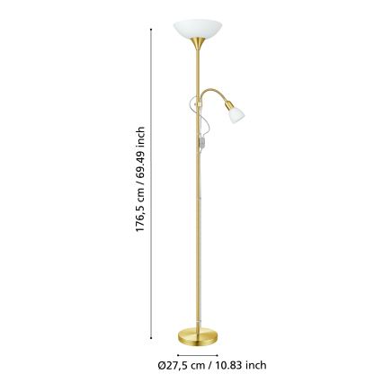 EGLO - Golvlampa 1xE27/60W + 1xE14/25W guld