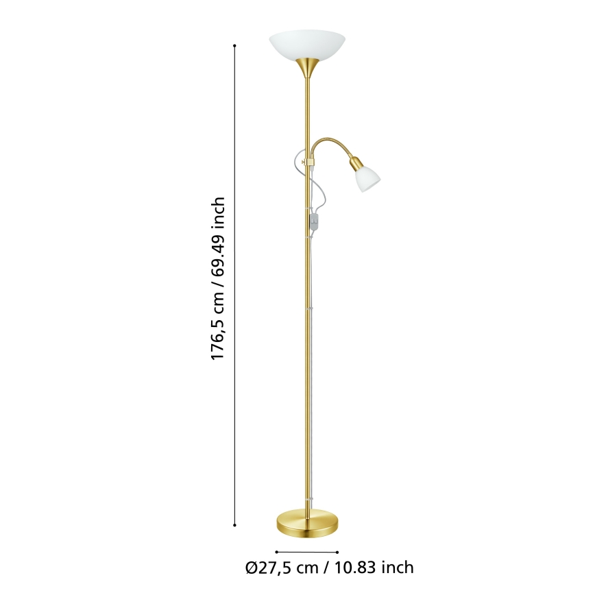 EGLO - Golvlampa 1xE27/60W + 1xE14/25W guld