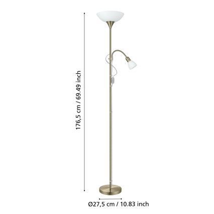 EGLO - Golvlampa 1xE27/60W + 1xE14/25W mässing