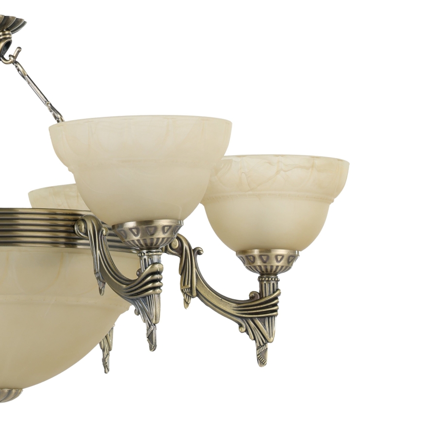 EGLO 85858 - Ljuskrona med kedja MARBELLA 9xE14/60W alabaster Reservglas