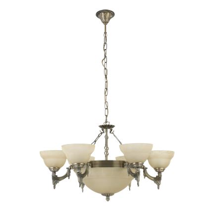 EGLO 85858 - Ljuskrona med kedja MARBELLA 9xE14/60W alabaster Reservglas