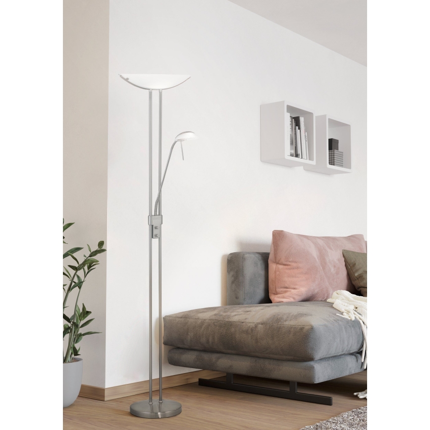 EGLO - Dimmbar golvlampa BAYA 1xR7s/230W+1xG9/33W mattkrom