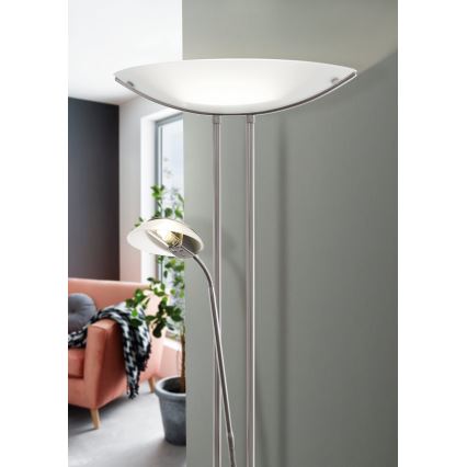 EGLO - Dimmbar golvlampa BAYA 1xR7s/230W+1xG9/33W mattkrom
