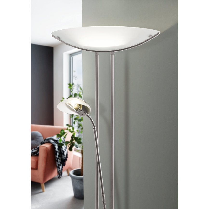 EGLO - Dimmbar golvlampa BAYA 1xR7s/230W+1xG9/33W mattkrom