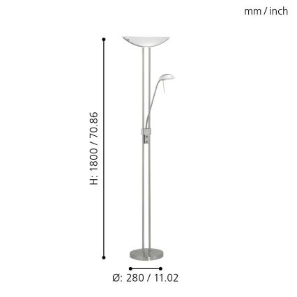 EGLO - Dimmbar golvlampa BAYA 1xR7s/230W+1xG9/33W mattkrom