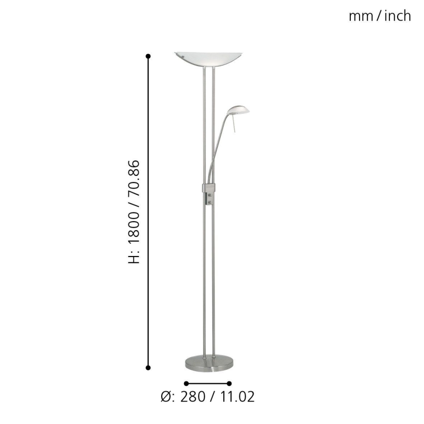 EGLO - Dimmbar golvlampa BAYA 1xR7s/230W+1xG9/33W mattkrom