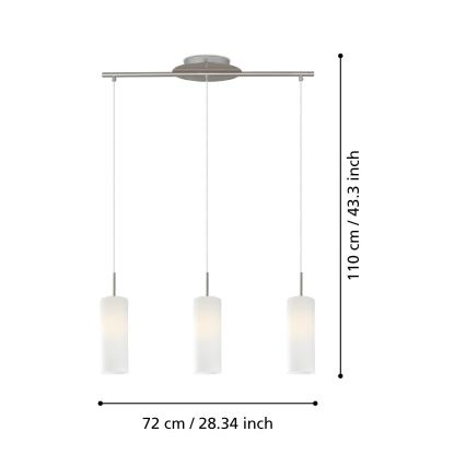 EGLO 85978 - Hängande lampa TROY 3 3xE27/60W