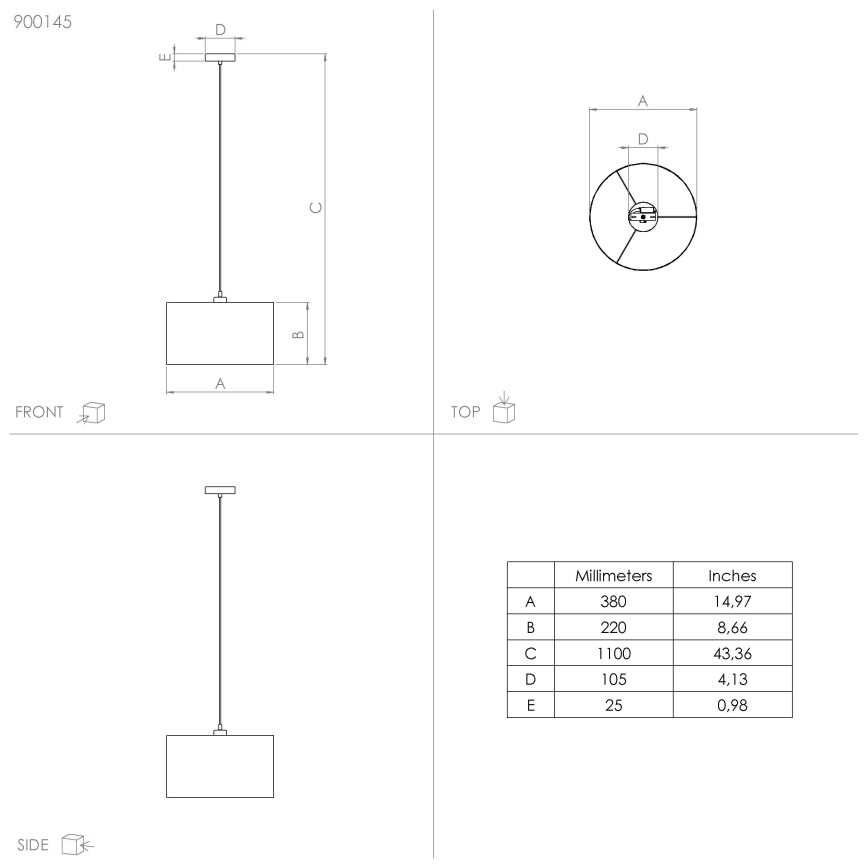 Eglo - Ljuskrona med textilsladd 1xE27/40W/230V diameter 38 cm