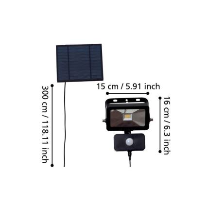 Eglo - LED Solenergi spotlight med sensor 15xLED/0,03W/3,7V 2600 mAh IP44