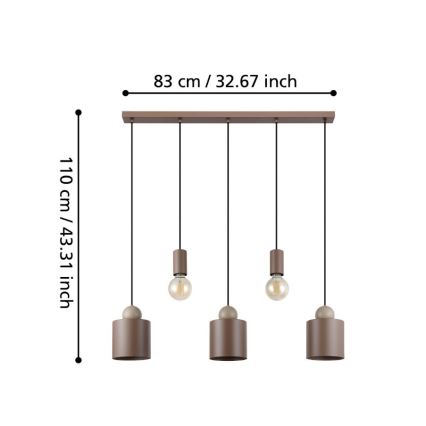 Eglo - Taklampa med 5xE27/40W/230V