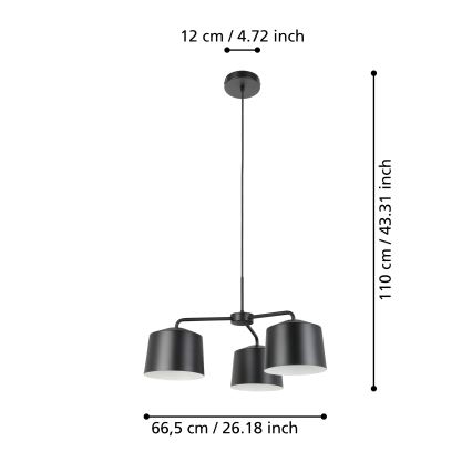 Eglo - Taklampa med 3xE27/40W/230V