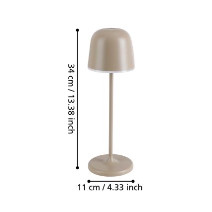 Eglo - LED Ljusreglerad utomhus uppladdningsbar lampa LED/2,2W/5V 1800 mAh beige IP54
