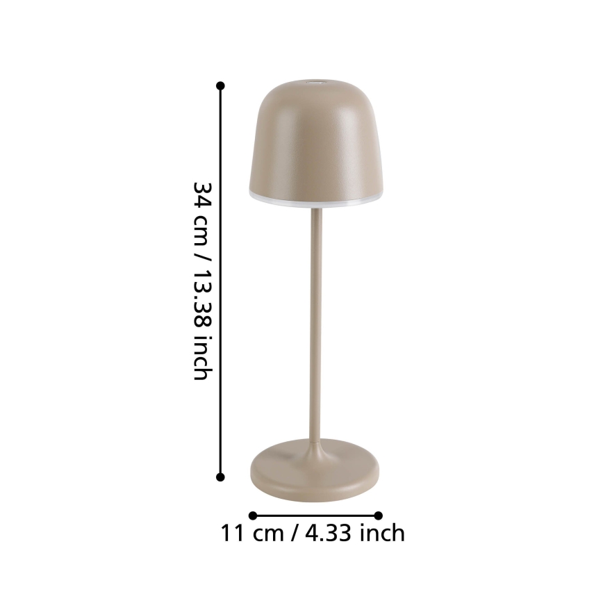 Eglo - LED Ljusreglerad utomhus uppladdningsbar lampa LED/2,2W/5V 1800 mAh beige IP54