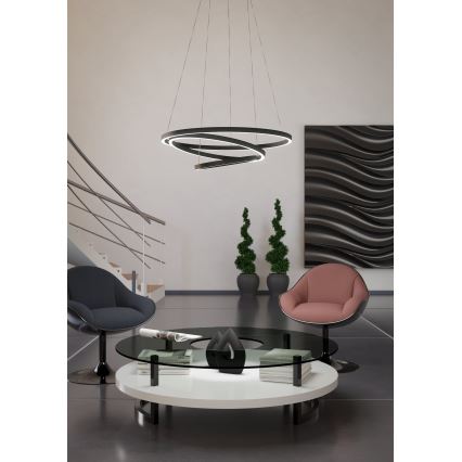 Eglo - LED ljusreglerad ljuskrona på snöre LED/43,2W/230V svart