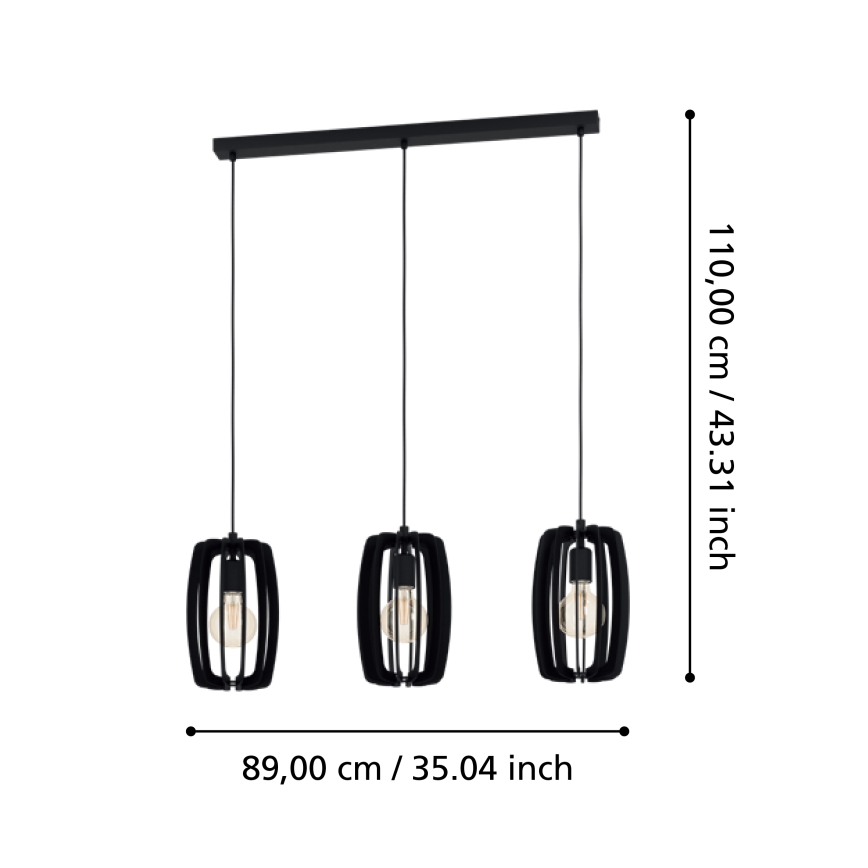 Eglo - Taklampa 3xE27/40W/230V svart