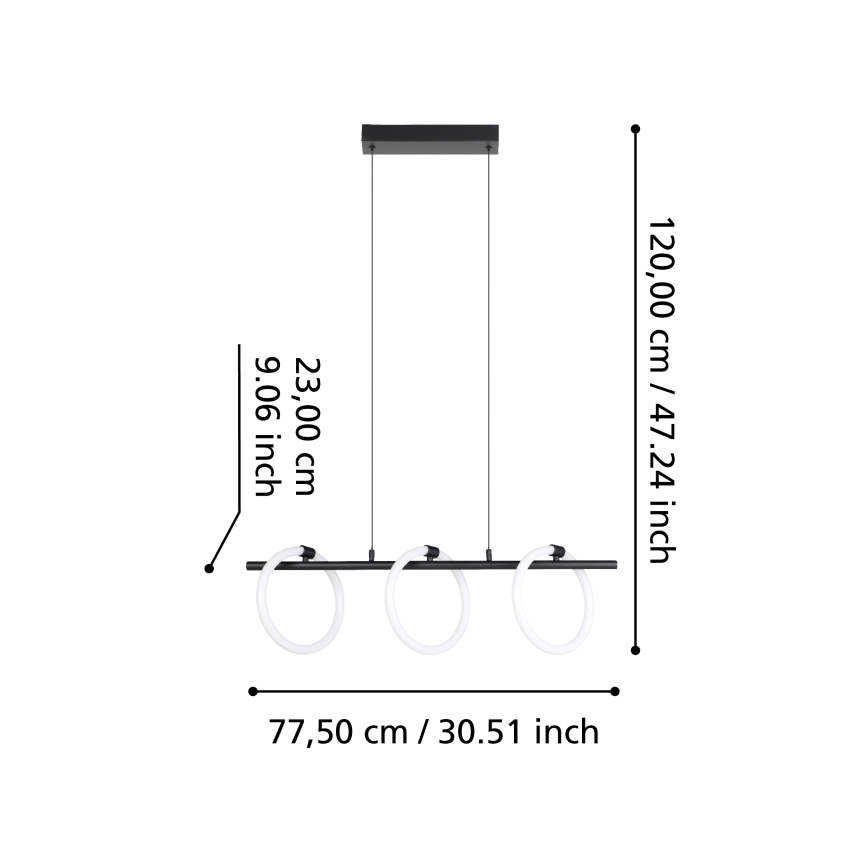 Eglo - LED-lampa med kabel 3xLED/9W/230V