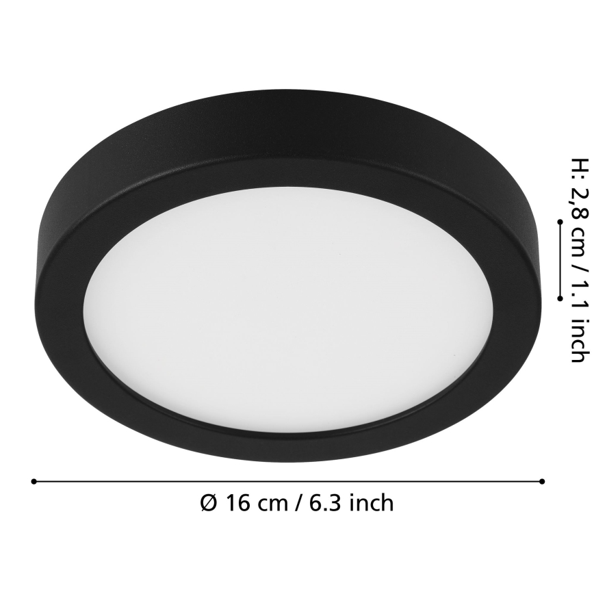 Eglo - Dimbar LED-taklampa LED/11W/230V, svart, Ø 16 cm