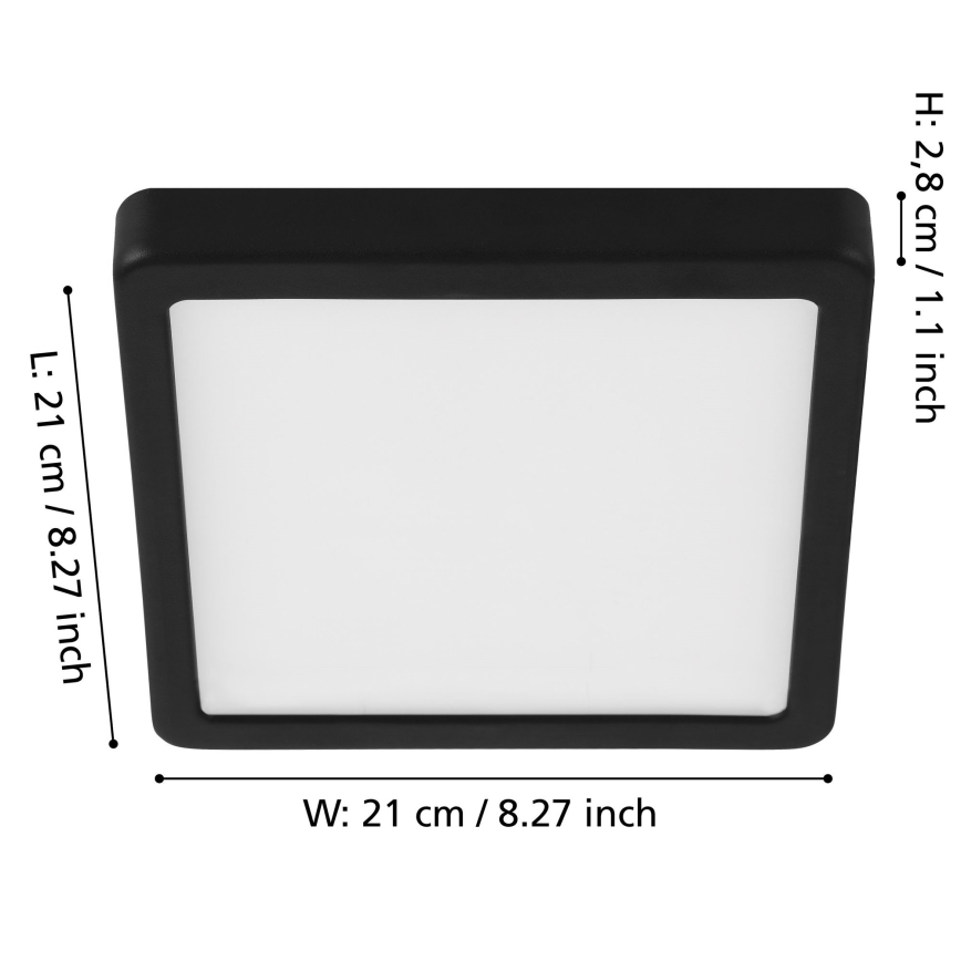 Eglo - Dimbar LED-taklampa LED/17W/230V svart 21x21 cm