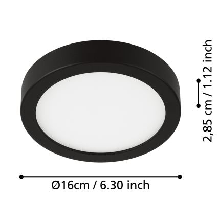 Eglo - LED-taklampa för badrum LED/11W/230V IP44 svart Ø 16 cm