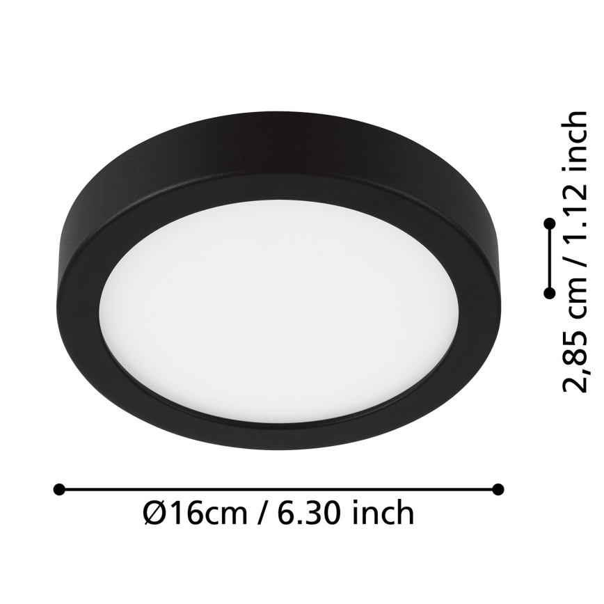 Eglo - LED-taklampa för badrum LED/11W/230V IP44 svart Ø 16 cm