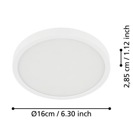 Eglo - LED taklampa för badrum LED/11W/230V IP44 vit Ø 16 cm