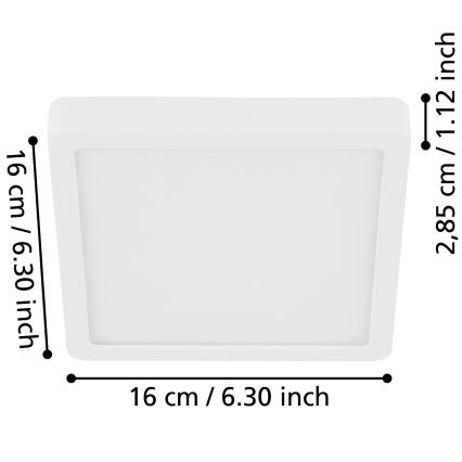 Eglo - LED taklampa för badrum LED/11W/230V IP44 vit 16x16 cm