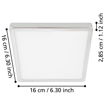 Eglo - LED badrumstaklampa LED/11W/230V IP44 blank krom 16x16 cm