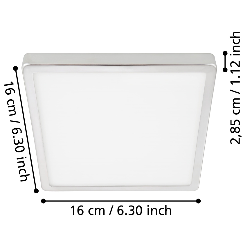 Eglo - LED badrumstaklampa LED/11W/230V IP44 blank krom 16x16 cm