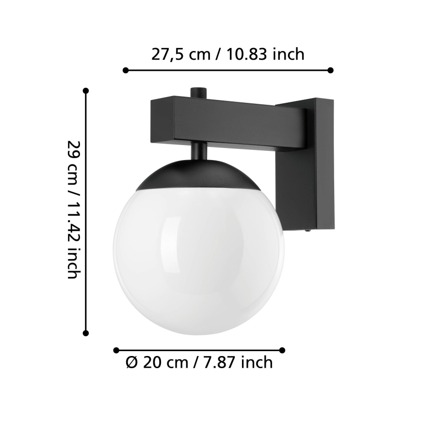 Eglo - Vägglampa för utomhusbruk 1xE27/40W/230V svart IP44