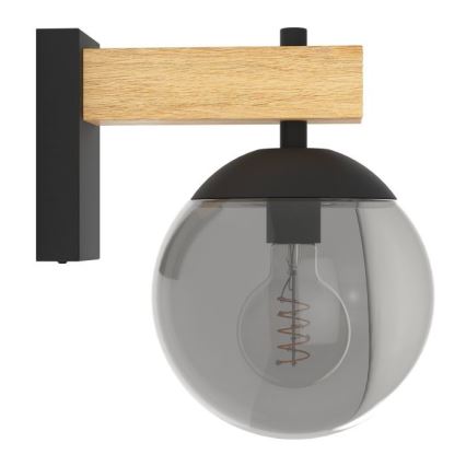 Eglo - Vägglampa för utomhusbruk 1xE27/40W/230V svart/trä IP44