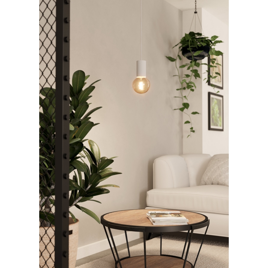 Eglo - Ljuskrona med textilsladd 1xE27/40W/230V vit