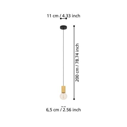 Eglo - Ljuskrona med textilsladd 1xE27/40W/230V brun