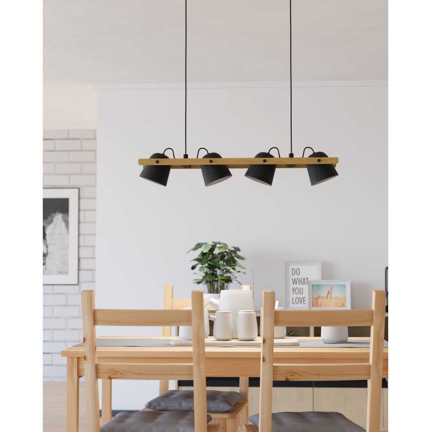 Eglo - LED RGBW Ljusreglerad ljuskrona på textilsladd 4xLED/3,7W/230V 2700-6500K