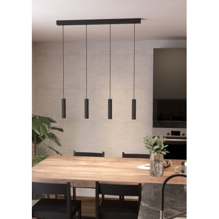 Eglo - LED ljusreglerad ljuskrona på textilsladd 4xLED/5,4W/230V