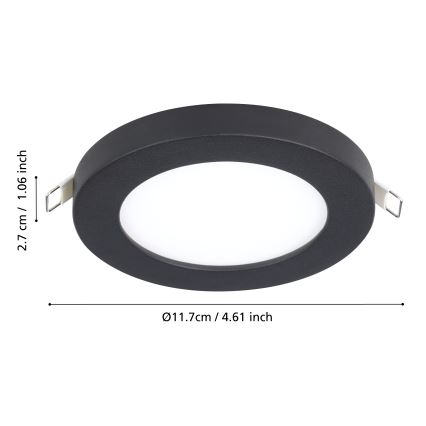 Eglo - LED infälld takarmatur LED/5,5W/230V 4000K svart Ø 11,7 cm