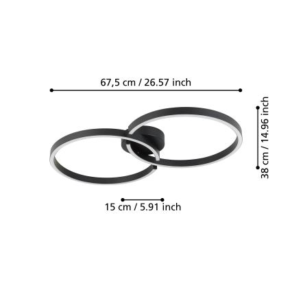 Eglo 900955 - LED RGBW Dimbar taklampa LED/19,5W/230V 2700-6500K svart + fjärrkontroll