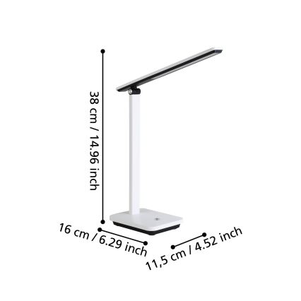 Eglo - LED Ljusreglerad uppladdningsbar bordslampa LED/3,6W/5V 1800mAh vit