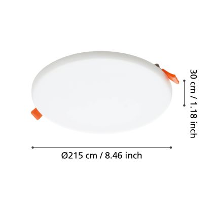 Eglo - Infälld LED badrumsbelysning LED/18W/230V diameter 21,5 cm IP65